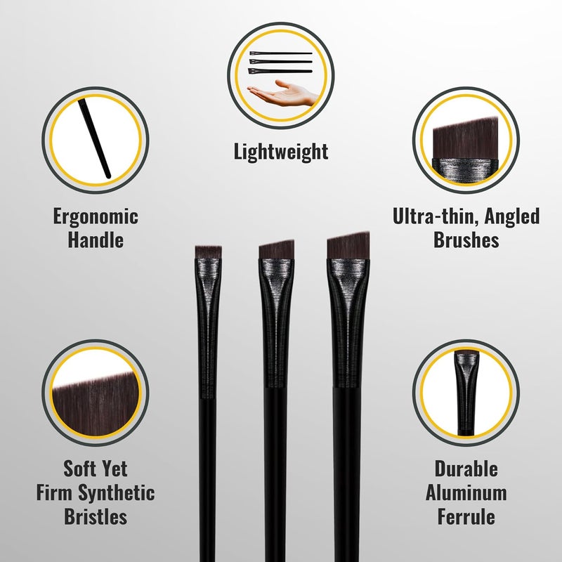 LIUDEX Eyeliner & Eyebrow Brush Set | Fine Angled, Slanted, Ultra-Thin Flat Makeup Brushes for Precision Gel & Brow Tinting with Soft Synthetic Hairs - Image 2